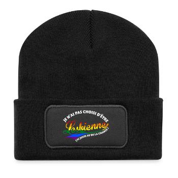 Lesbienne chanceuse - Beanie recyclé à patch - noir - Devant