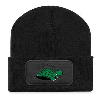 Schildkröte lauf! - Recycelte Patch Beanie - Schwarz - Vorne