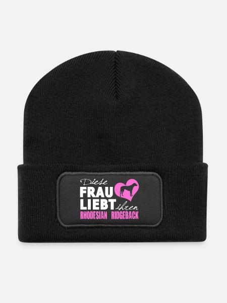 Rhodesian Ridgeback - Frau liebt - Recycelte Patch Beanie - Schwarz
