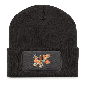 Man Climber kühlen Motiv - Recycelte Patch Beanie - Dunkelgrau - Vorne