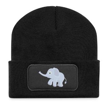 elef84 - Recycelte Patch Beanie - Schwarz - Vorne