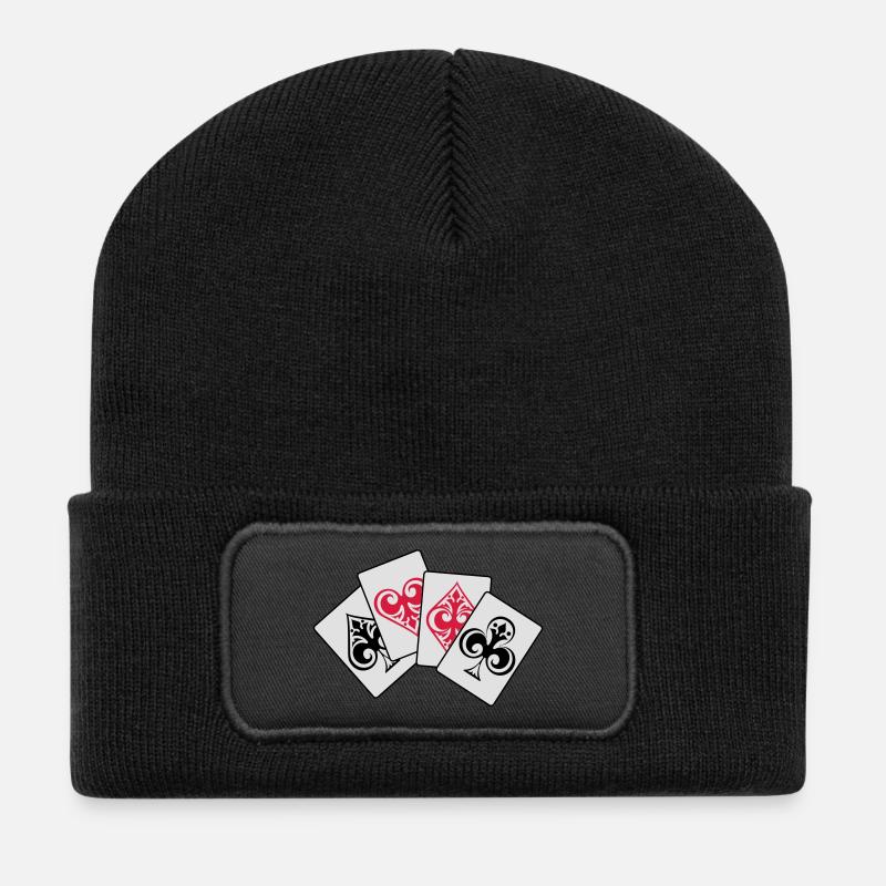 4 aces poker !!! - Beanie recyclé à patch - noir