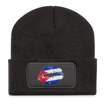 Kuss (Kuba / Cuba) - Recycelte Patch Beanie - Dunkelgrau - Vorne