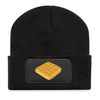 belgian waffles belgische waffeln breakfast4 - Recycelte Patch Beanie - Schwarz - Vorne
