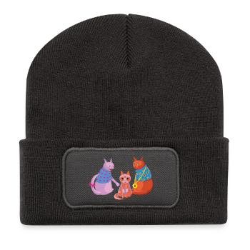 Kater Karl und seine Familie - Recycelte Patch Beanie - Dunkelgrau - Vorne