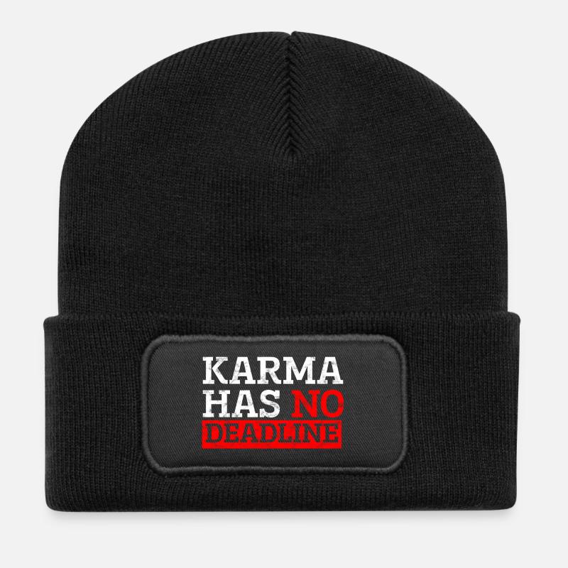 Karma hat keine Deadline - Recycelte Patch Beanie - Schwarz