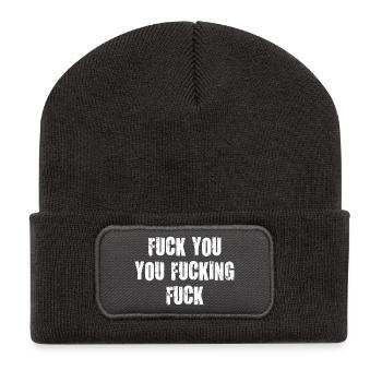 fuck you you fucking fuck it damn vulgar - Recycled Patch Beanie - dark grey - Front
