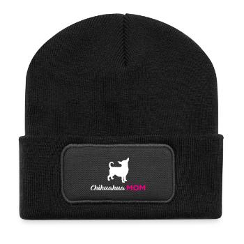 Chihuahua Chihuahuas Mama Mutter Geschenk Hund Mom - Recycelte Patch Beanie - Schwarz - Vorne