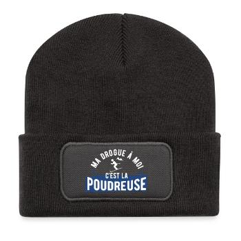 Drogue poudreuse cadeau - Beanie recyclé à patch - charbon - Devant