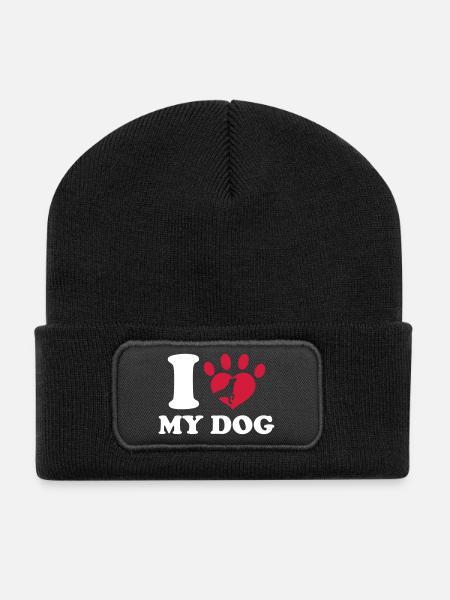 I Love My Dog - Recycelte Patch Beanie - Schwarz
