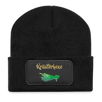 Kräuterhexe Kräuter Garten - Recycelte Patch Beanie - Schwarz - Vorne