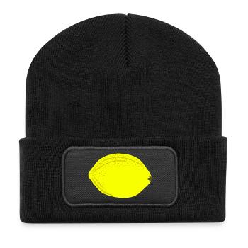 Bang Yellow Lemon, Fruit, Gift Idea - Recycled Patch Beanie - black - Front