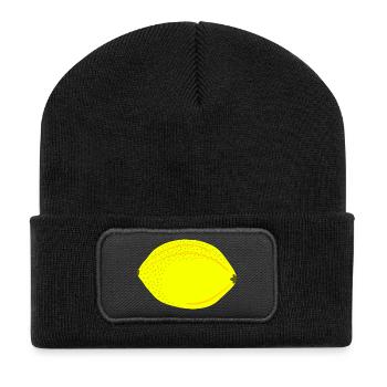 Bang Yellow Lemon, Fruit, Gift Idea - Recycled Patch Beanie - black - Front