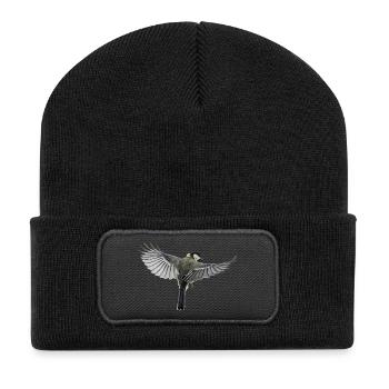 Fliegender Vogel in Freiheit - Recycelte Patch Beanie - Schwarz - Vorne