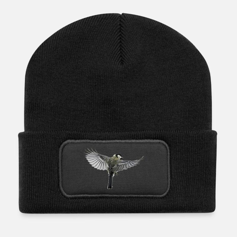 Vogel - Recycelte Patch Beanie - Schwarz