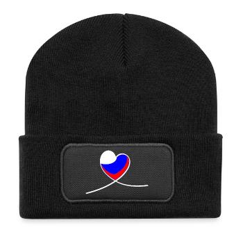 Russland Herz - Recycelte Patch Beanie - Schwarz - Vorne