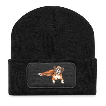 Deutscher Boxer - Recycelte Patch Beanie - Schwarz - Vorne