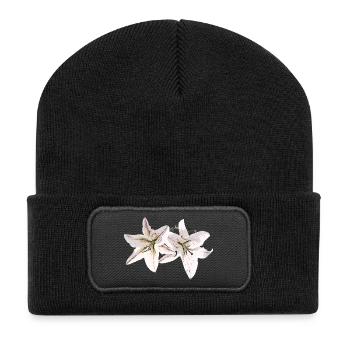 Lilien / Lilium / Lily - Recycelte Patch Beanie - Schwarz - Vorne