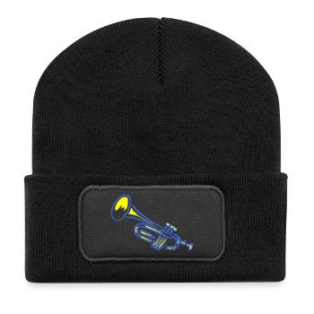 Illustration de trompette - Beanie recyclé à patch - noir - Devant