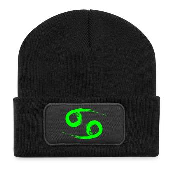 Krebs Cancer Sternzeichen Design Symbol Grün - Recycelte Patch Beanie - Schwarz - Vorne