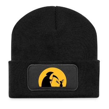 Hase Kaninchen Möhre Tod Sensenmann Karotte bunny - Recycelte Patch Beanie - Schwarz - Vorne