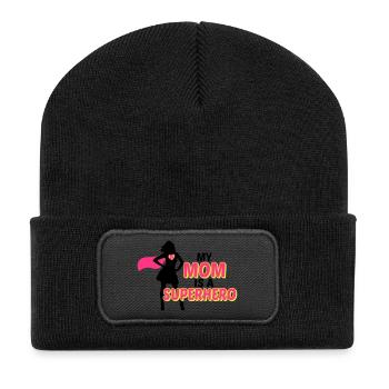My mom is a Superhero - Recycled Patch Beanie - black - Front