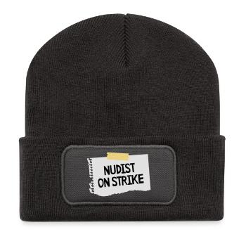 Nudist on strike - Recycelte Patch Beanie - Dunkelgrau - Vorne