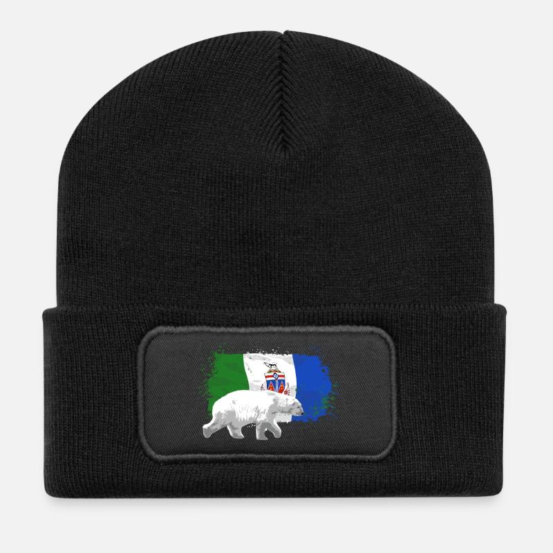 Yukon Flag - Polar Bear - Eisbär - Recycelte Patch Beanie - Schwarz
