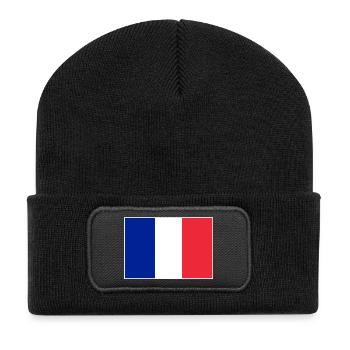 Frankreich Flagge - Recycelte Patch Beanie - Schwarz - Vorne
