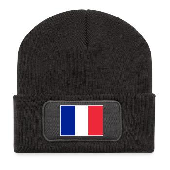 Frankreich Flagge - Recycelte Patch Beanie - Dunkelgrau - Vorne