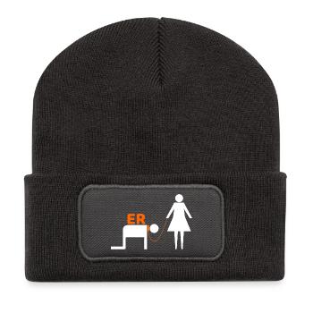 Nuit de poule - Beanie recyclé à patch - charbon - Devant