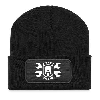 2 Takt Crew DDR Moped Kolben Schraubenschlüssel - Recycelte Patch Beanie - Schwarz - Vorne