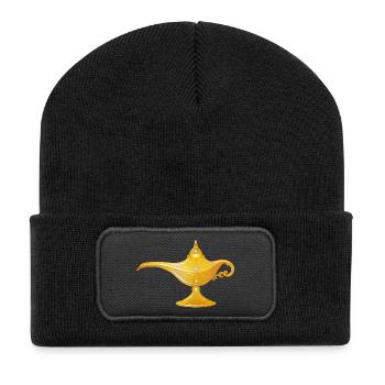 golden oriental magic lamp or oil lamp - Recycled Patch Beanie - black - Front