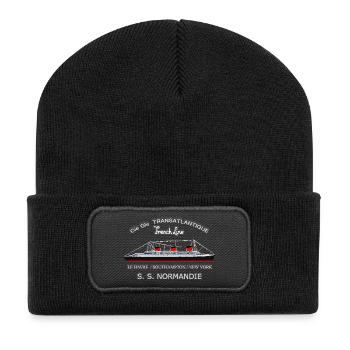 PAQUEBOT NORMANDIE CREATION LOUIS RUNEMBERG - Beanie recyclé à patch - noir - Devant