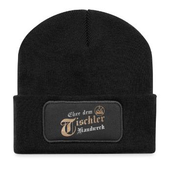 Ehre dem Handwerk Tischler Zunftzeichen - Recycelte Patch Beanie - Schwarz - Vorne