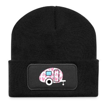 Caravane Caravane Coeurs roses Peint Camping Décoration - Beanie recyclé à patch - noir - Devant