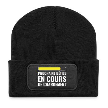 Bêtise chargement cadeau humour  - Beanie recyclé à patch - noir - Devant