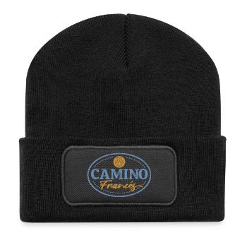 Camino Francés Pilger-Stempel | Jakobsweg - Recycelte Patch Beanie - Schwarz - Vorne