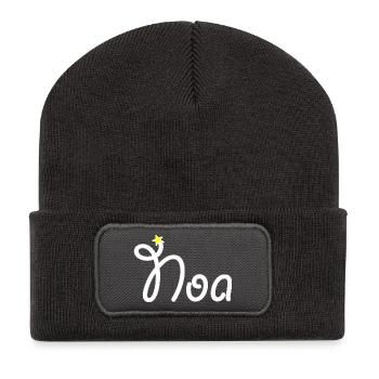 Noa - Recycelte Patch Beanie - Dunkelgrau - Vorne