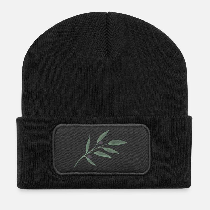 Olive Zweig - Recycelte Patch Beanie - Schwarz
