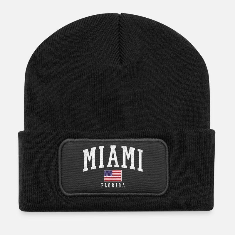 Miami Florida Vintage Flag - Recycelte Patch Beanie - Schwarz