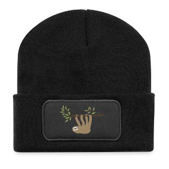 Sloth hanging around - Recycled Patch Beanie - black - Front