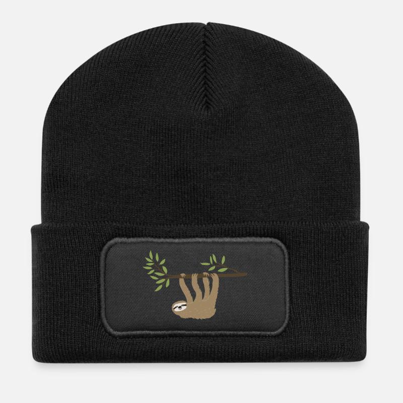 Faultier 1 - Recycelte Patch Beanie - Schwarz