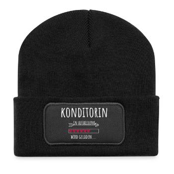 Konditorin Azubi Beruf Ausbildung Backen - Recycelte Patch Beanie - Schwarz - Vorne