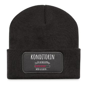 Konditorin Azubi Beruf Ausbildung Backen - Recycelte Patch Beanie - Dunkelgrau - Vorne