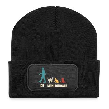 Katzen Katze Ich Und Meine Follower - Recycelte Patch Beanie - Schwarz - Vorne