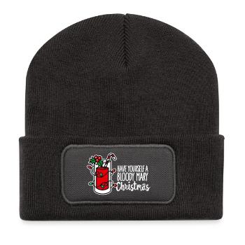 Christmas, Have yourself a bloody mary Christmas - Recycled Patch Beanie - dark grey - Front