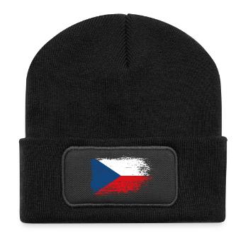 Tschechische Flagge Brush Splash - Recycelte Patch Beanie - Schwarz - Vorne