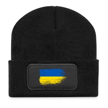 Drapeau Coup de pinceau Ukraine - Beanie recyclé à patch - noir - Devant