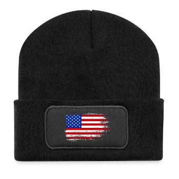 Coup de pinceau Drapeau américain - Beanie recyclé à patch - noir - Devant